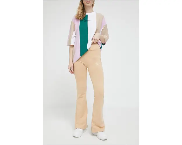 Karl Kani pantaloni de trening culoarea bej, neted