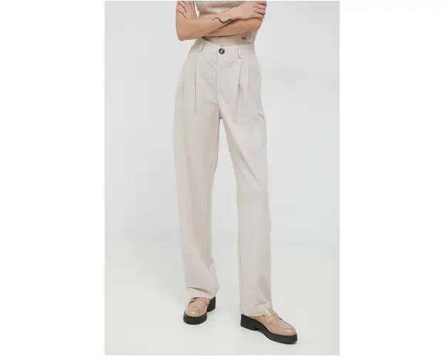 Pepe Jeans pantaloni Colette femei, culoarea bej, drept, high waist