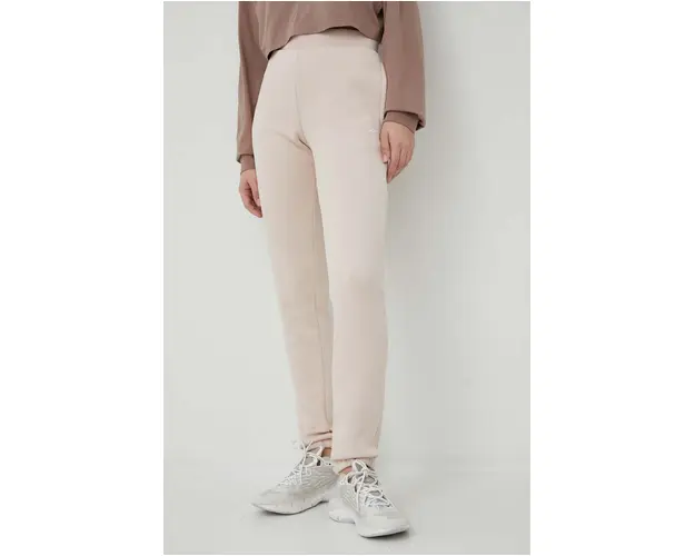 Reebok pantaloni de trening culoarea roz, neted