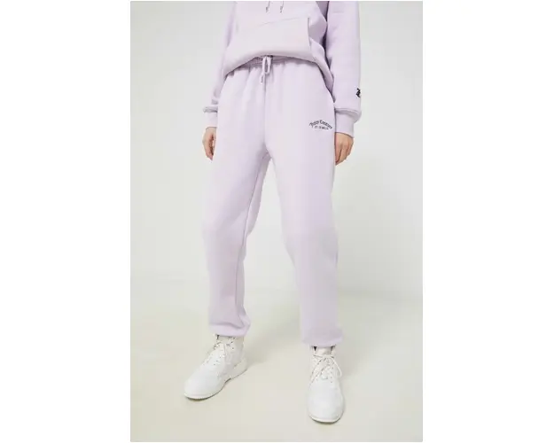 Juicy Couture pantaloni de trening Wendy femei, culoarea violet, cu imprimeu