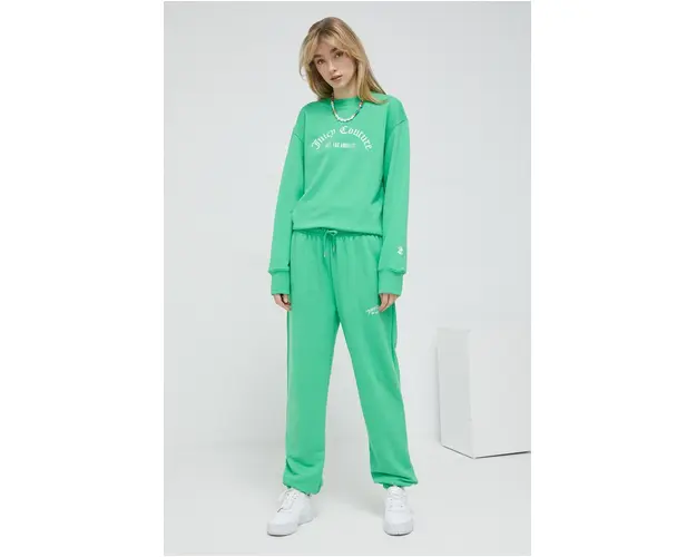 Juicy Couture pantaloni de trening culoarea verde, neted