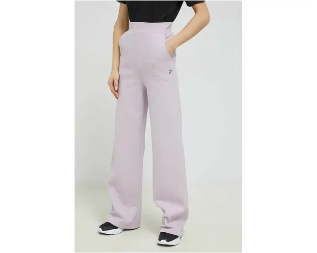 Fila pantaloni de trening din bumbac culoarea violet, neted