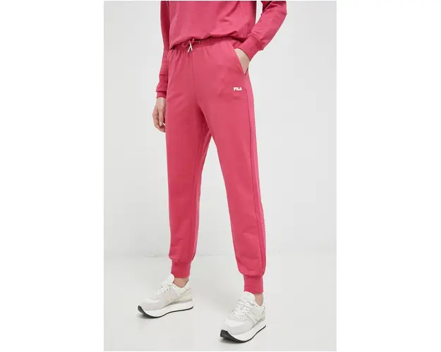 Fila pantaloni de trening culoarea roz, neted