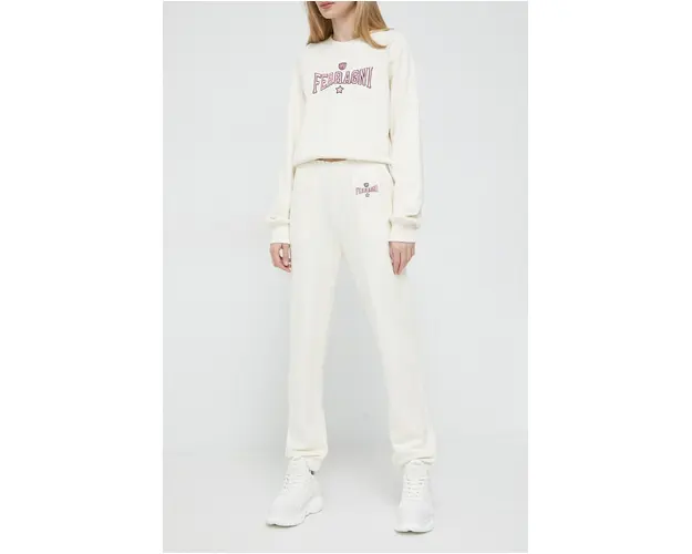 Chiara Ferragni pantaloni de trening din bumbac culoarea bej, neted