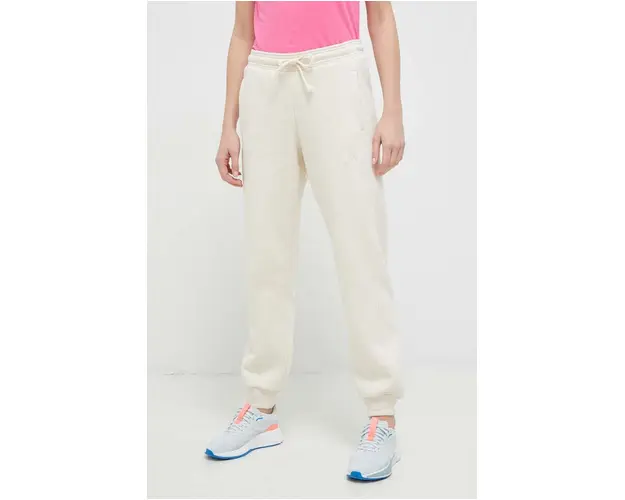 adidas pantaloni de trening culoarea bej, neted