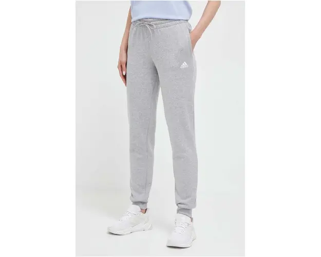 adidas pantaloni de trening din bumbac culoarea gri, melanj