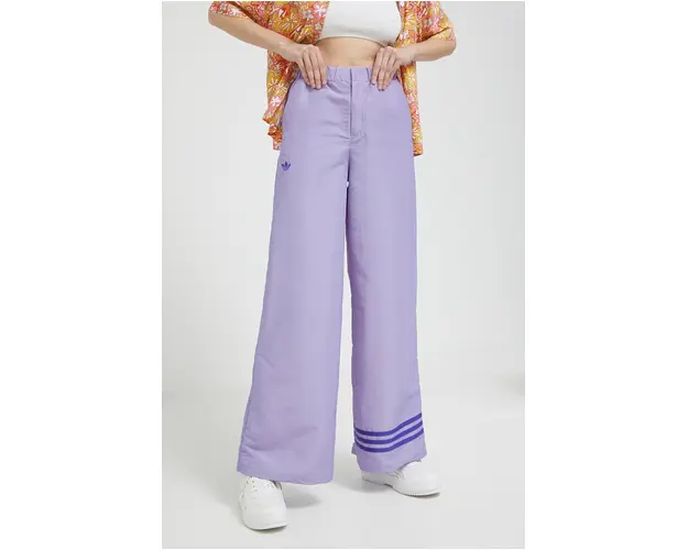 adidas Originals pantaloni femei, culoarea violet, cu imprimeu