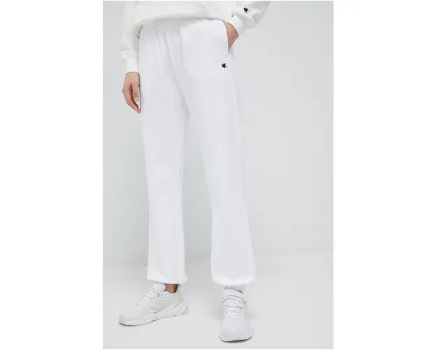 Champion pantaloni de trening culoarea alb, neted