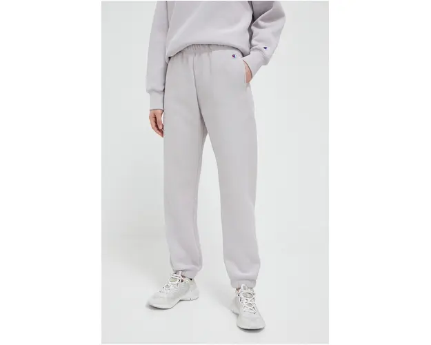 Champion pantaloni de trening culoarea gri, neted