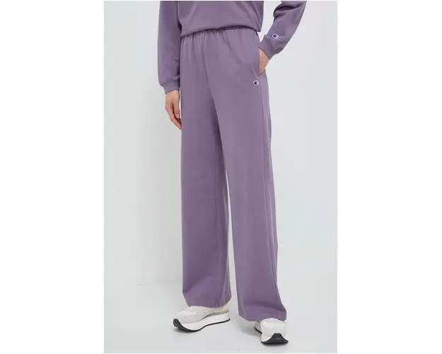 Champion pantaloni de trening din bumbac culoarea violet, neted