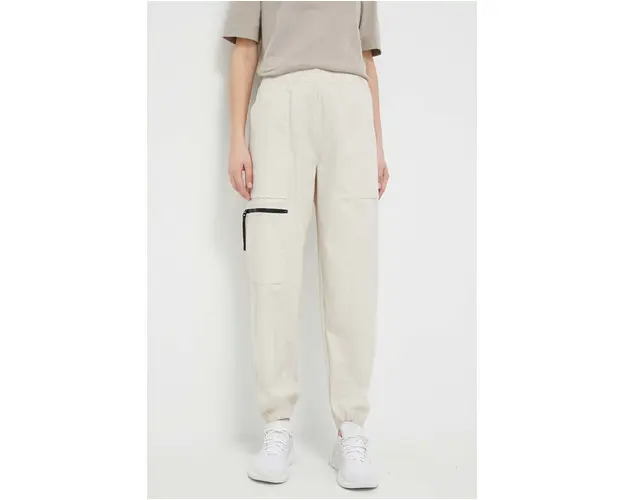 New Balance pantaloni femei, culoarea bej