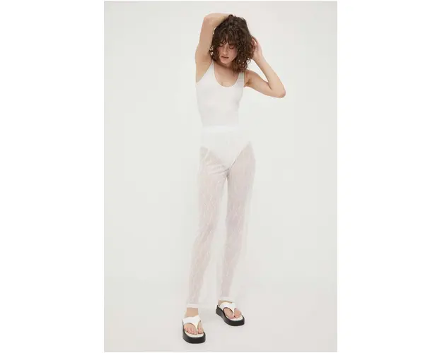 Résumé pantaloni Rayanna femei, culoarea alb, drept, high waist
