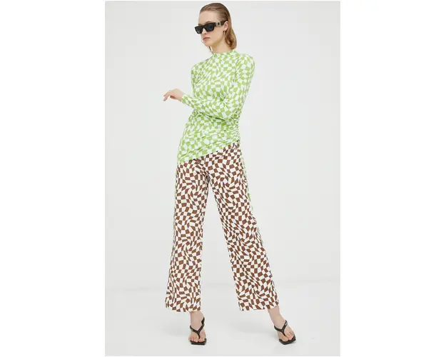 Résumé pantaloni femei, culoarea maro, lat, high waist