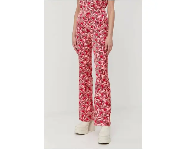 Morgan pantaloni femei, culoarea rosu, evazati, medium waist