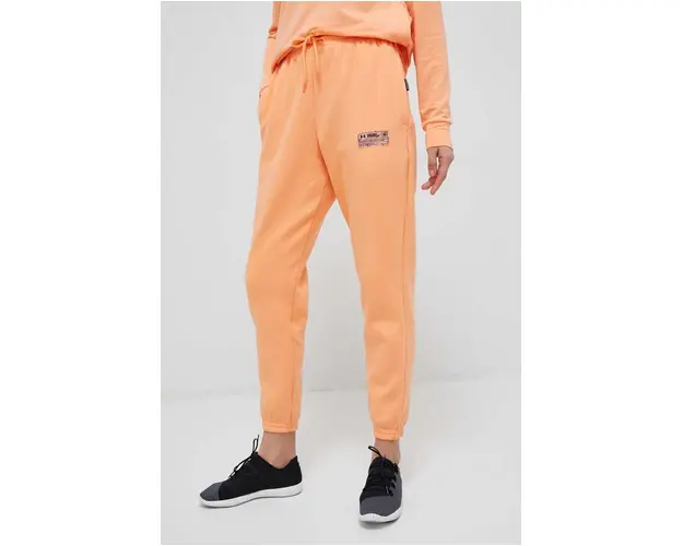 Under Armour pantaloni de trening culoarea portocaliu, neted