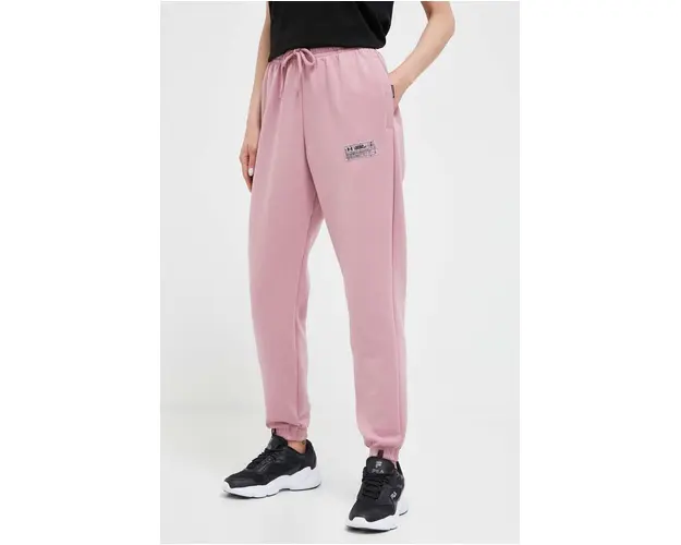Under Armour pantaloni de trening culoarea roz, neted