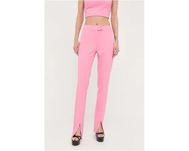 Morgan pantaloni femei, culoarea roz, drept, medium waist