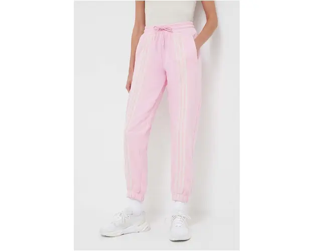 adidas Originals pantaloni de trening din bumbac culoarea roz, cu imprimeu