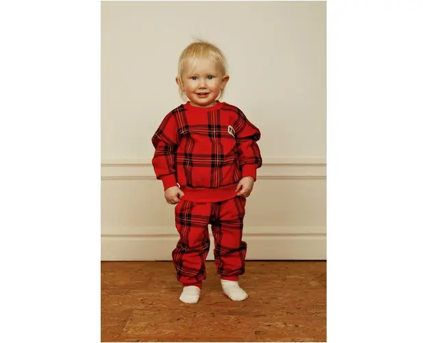 Mini Rodini pantaloni de trening din bumbac pentru copii culoarea rosu, modelator