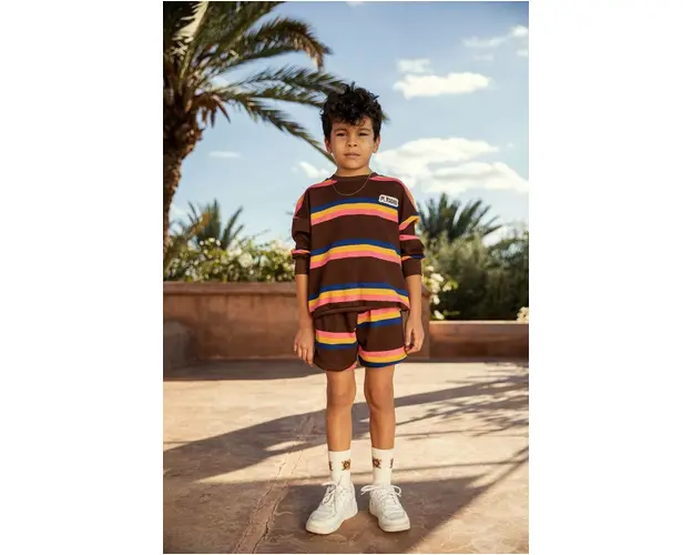 Mini Rodini pantaloni scurti din bumbac pentru copii culoarea maro, modelator