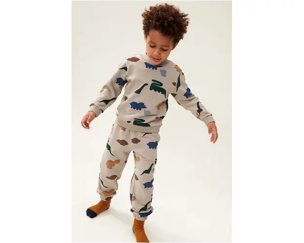 Liewood pantaloni de trening din bumbac pentru copii culoarea bej, modelator