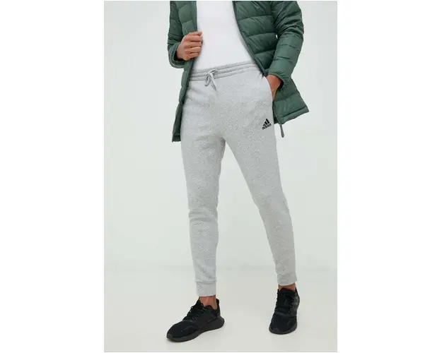 adidas pantaloni de trening barbati, culoarea gri, uni HL2230