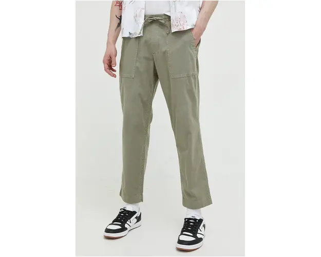 Abercrombie & Fitch pantaloni din amestec de in culoarea verde, drept