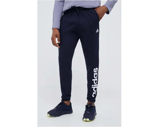 adidas pantaloni de antrenament Essentials culoarea albastru marin, cu imprimeu