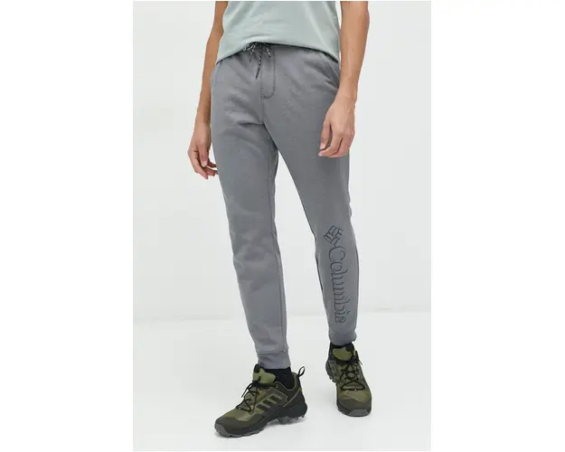 Columbia pantaloni de trening barbati, culoarea gri, cu imprimeu