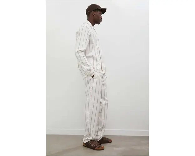 Les Deux pantaloni de bumbac culoarea bej, drept