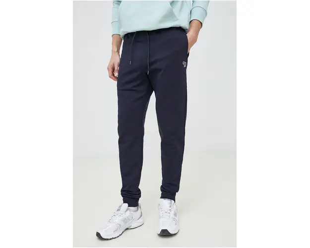 PS Paul Smith pantaloni de trening din bumbac culoarea albastru marin, neted