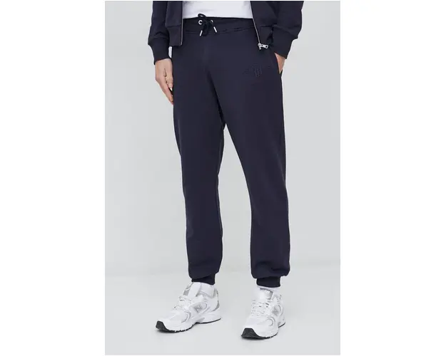 Gant pantaloni de trening din bumbac culoarea albastru marin, neted