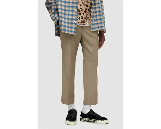 AllSaints pantaloni de lana culoarea gri, drept