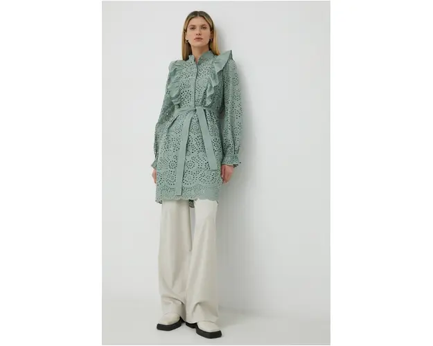 Bruuns Bazaar rochie din bumbac Sienna Kandra culoarea verde, mini, drept