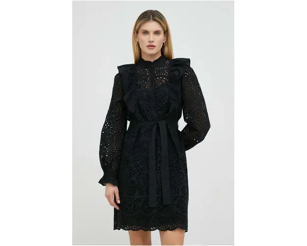 Bruuns Bazaar rochie din bumbac Sienna Kandra culoarea negru, mini, drept