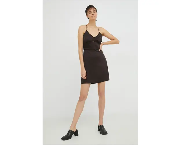 Samsoe Samsoe rochie culoarea maro, mini, mulata