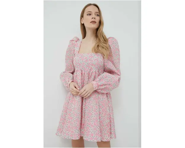 Custommade rochie Jenny culoarea roz, mini, evazati