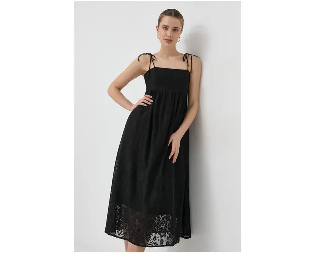 Notes du Nord rochie culoarea negru, midi, evazati