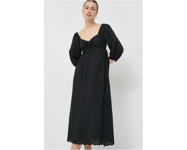 Notes du Nord rochie din bumbac Filippa culoarea negru, maxi, evazati