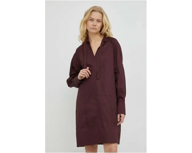 G-Star Raw rochie din bumbac culoarea bordo, mini, drept