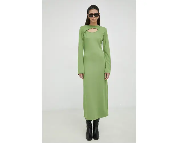 Gestuz rochie culoarea verde, midi, drept