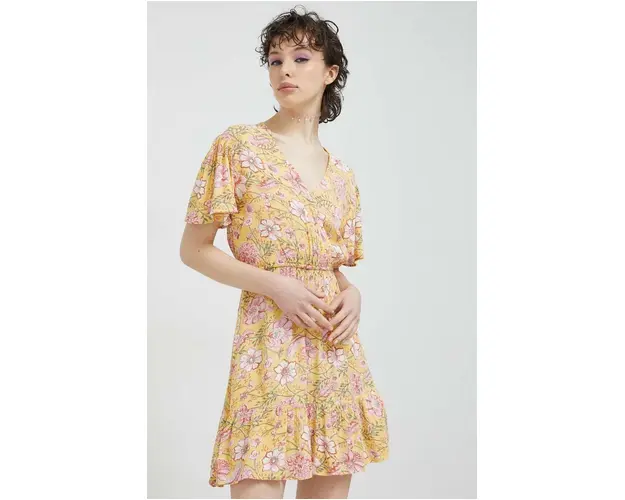 Billabong rochie culoarea galben, mini, evazati