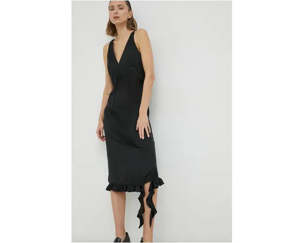 Remain rochie culoarea negru, midi, mulata
