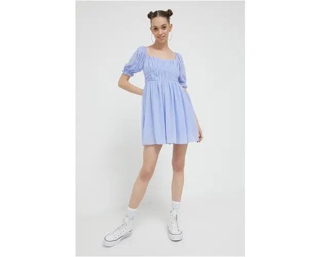 Abercrombie & Fitch rochie culoarea bleu, mini, drept