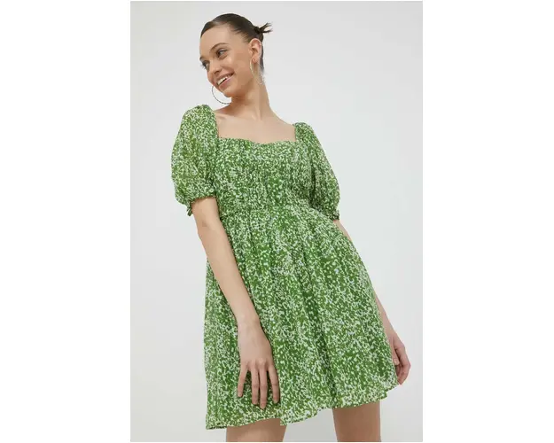 Abercrombie & Fitch rochie culoarea verde, mini, evazati