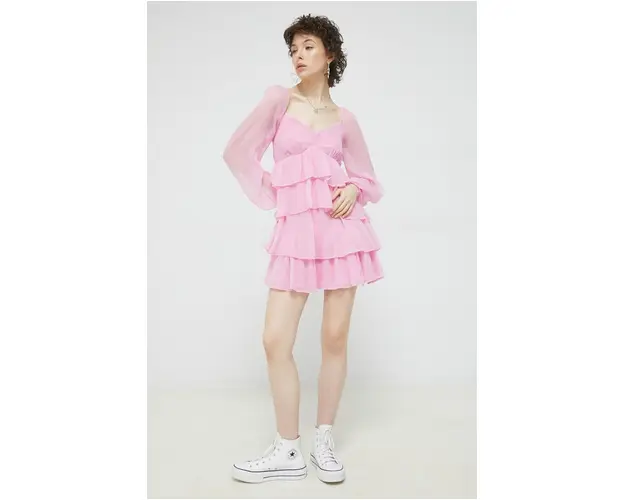 Abercrombie & Fitch rochie culoarea roz, mini, evazati