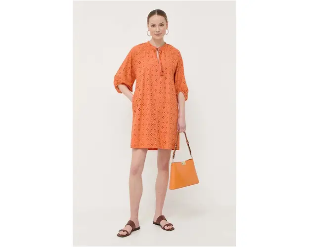 Marella rochie din bumbac culoarea portocaliu, mini, drept