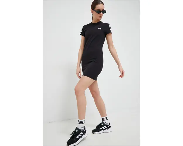 adidas rochie culoarea negru, mini, mulata