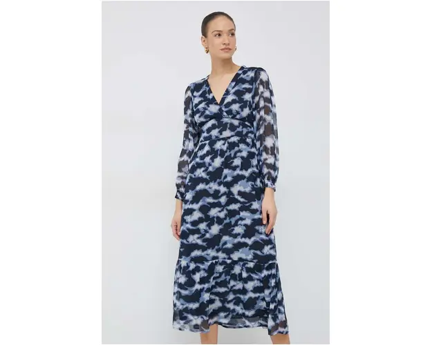 Pepe Jeans rochie Blita culoarea albastru marin, maxi, evazati