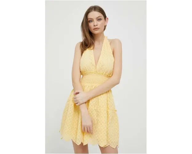 Pepe Jeans rochie din bumbac Cady culoarea portocaliu, mini, evazati